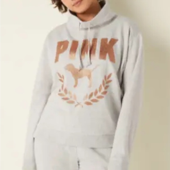 Victoria's Secret PINK Everyday Lounge Cowl Neck Pullover Logo Sweatshirt - Picture 1 of 5